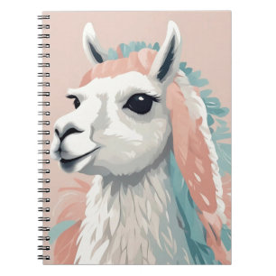 Cute Llama with Colourful Fur on its Head Notebook