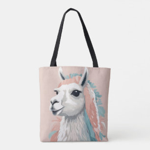 Cute Llama with Colourful Fur on its Head Tote Bag