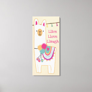 Cute llama with custom background colour canvas print