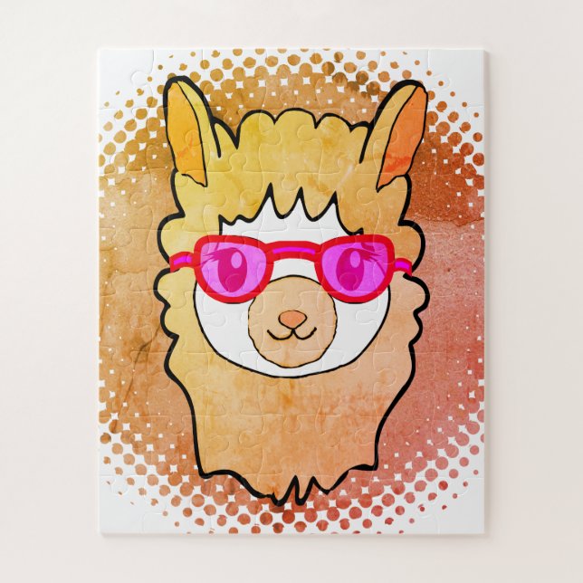 Cute Llama With Glasses Drawing Jigsaw Puzzle (Vertical)