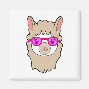 Cute Llama With Glasses Drawing Magnet