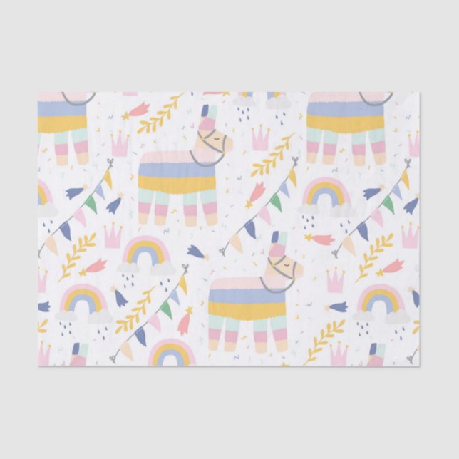 Cute Llamas and Rainbows Kids Baby Shower Tissue Paper (Front)