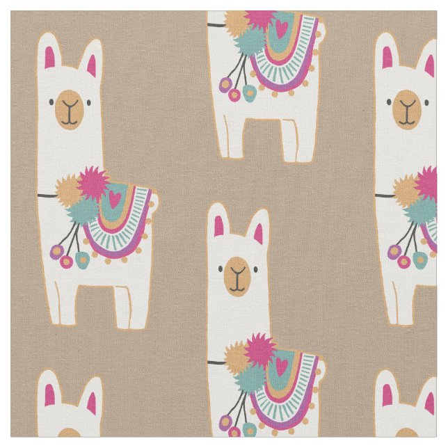 Cute llamas design with custom background fabric (Close Up)