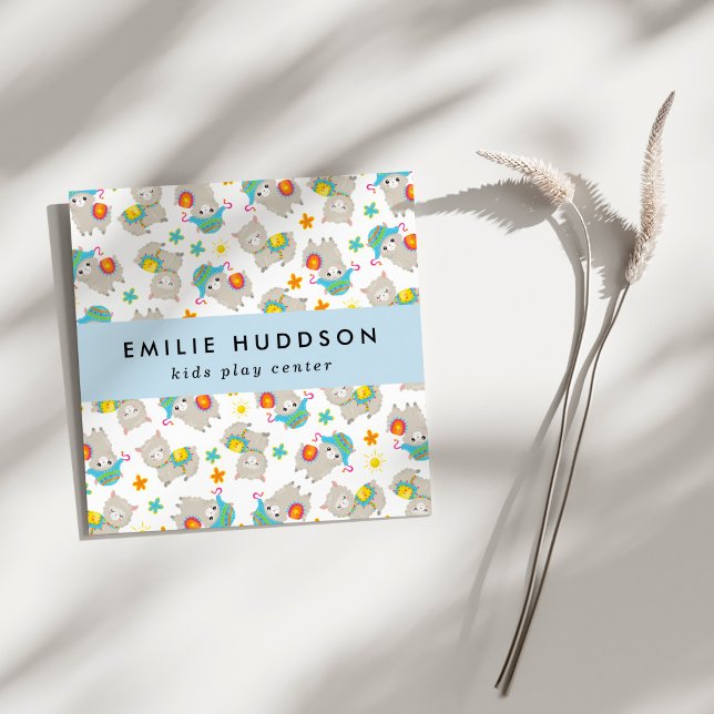 Cute Llamas, Kids Play Centre, Activity Centre Square Business Card (Creator Uploaded)