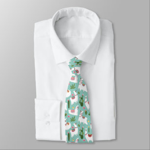Cute Llamas On Teal Pattern Tie