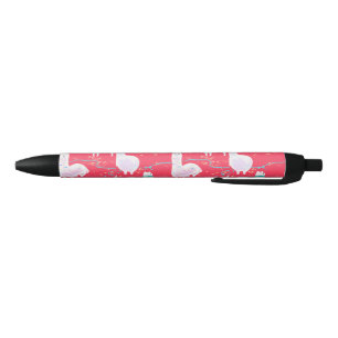 Cute llamas Peru illustration red background Black Ink Pen