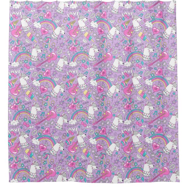 Cute llamas shower curtain (Front)