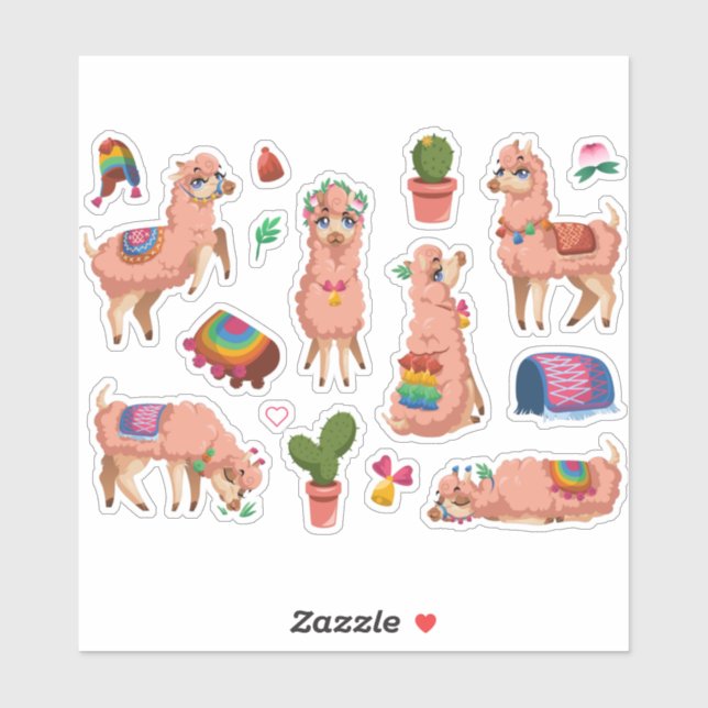 Cute Llamas Sticker (Sheet)