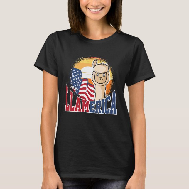 Cute Llamerica Patriotic For Men Women  America 3 T-Shirt (Front)