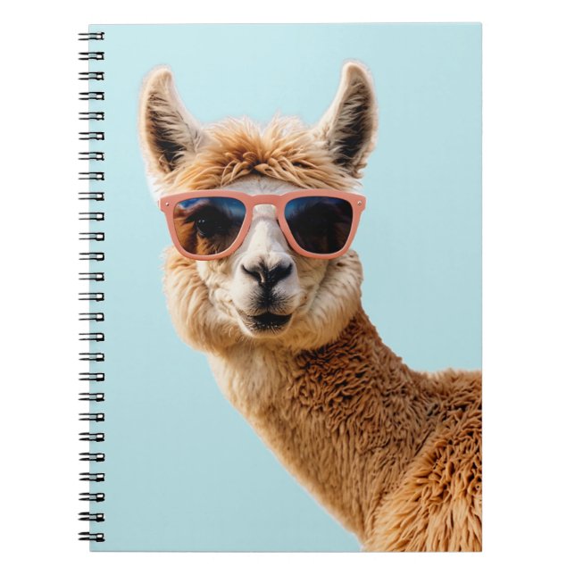 Cute Lllama With Sunglasses On Notebook (Front)