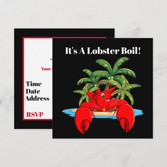 Cute Lobster boil beach party Invitation (Front/Back)