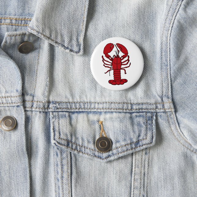 Cute Lobster Nautical beach button pin (In Situ)