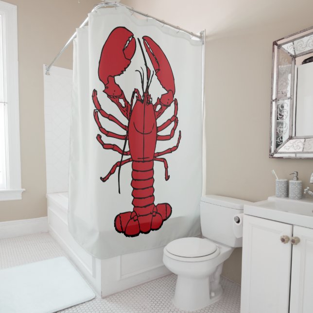 Cute Lobster Nautical beach  shower curtain (In Situ)