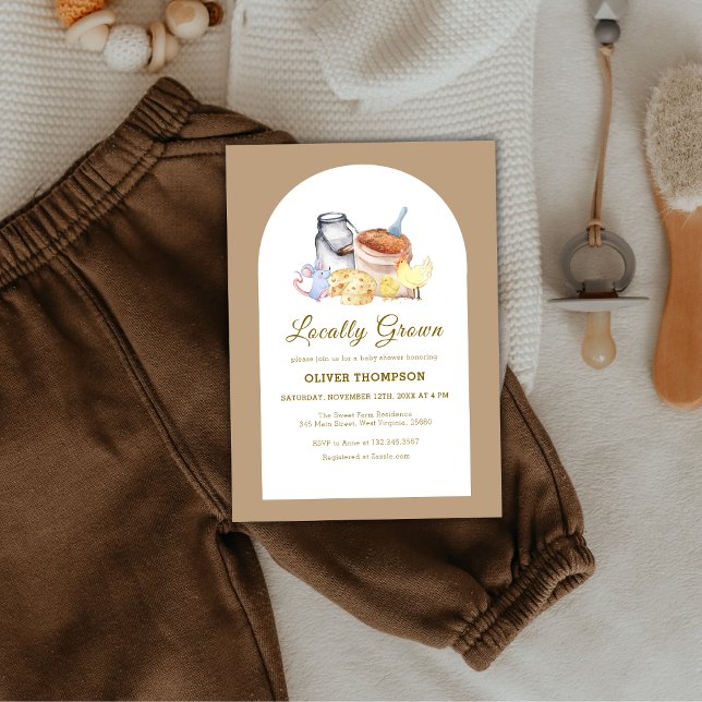Cute Locally Grown Farm Chicken Mouse Baby Shower  Invitation (Cute Locally Grown Farm Chicken Mouse Baby Shower Invitation)