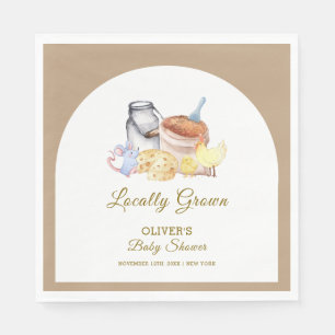 Cute Locally Grown Farm Chicken Mouse Baby Shower Napkin