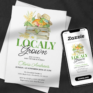 Cute Locally Grown Farmer's Market Baby Shower Invitation
