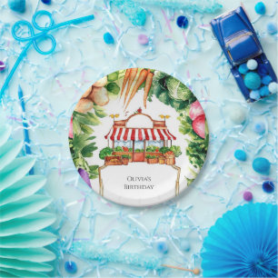 Cute Locally Grown Farmers Market Birthday Paper Plate