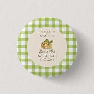 Cute Locally Grown Farmer's Veggies Baby Shower 3 Cm Round Badge