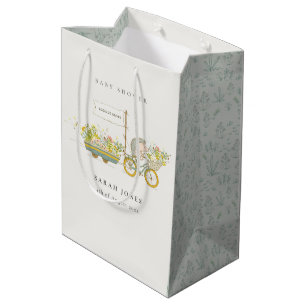 Cute Locally Grown Hedgehog Flora Bike Baby Shower Medium Gift Bag