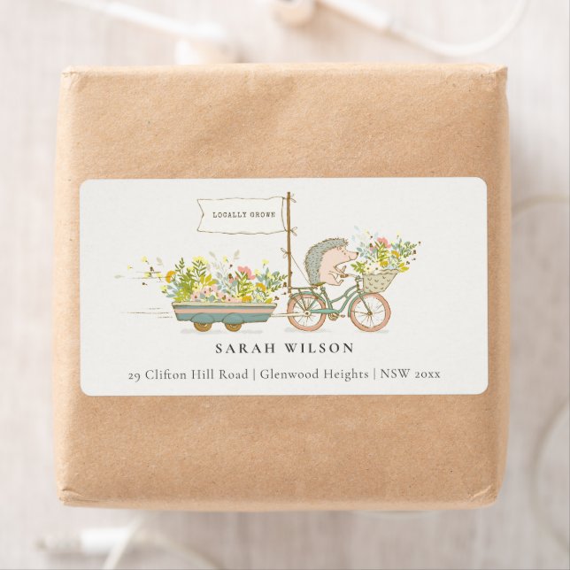 Cute Locally Grown Hedgehog Floral Bike Address (Insitu)