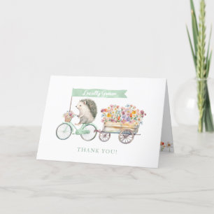 Cute Locally Grown Hedgehog Spring Baby Shower Thank You Card