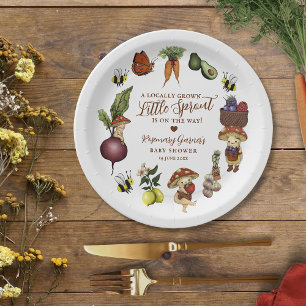 Cute Locally Grown Little Sprout Baby Shower Paper Plate
