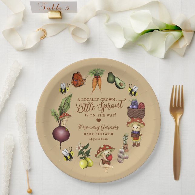 Cute Locally Grown Little Sprout Baby Shower Paper Plate (Wedding)