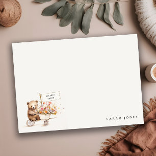Cute Locally Grown Teddy Floral Cart Baby Shower Card