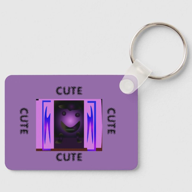 CUTE_LOGO_PINK_BLACK_Aluminum Key Ring (Front)