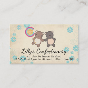 cute lollipop bears friends candy making business business card