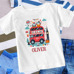 Cute London Double Deck Bus and Charming Babies Baby T-Shirt