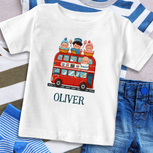 Cute London Double Deck Bus and Charming Babies Baby T-Shirt