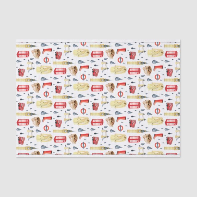Cute London England UK Tissue Paper (Front)