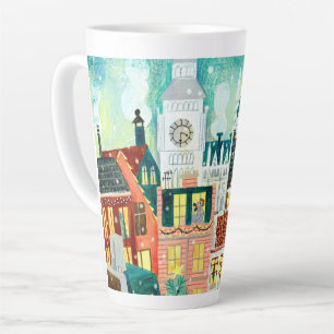 Cute London in the snow city illustration Latte Mug