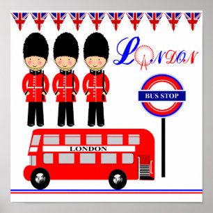 Cute LondonThemed Kids Picture Poster