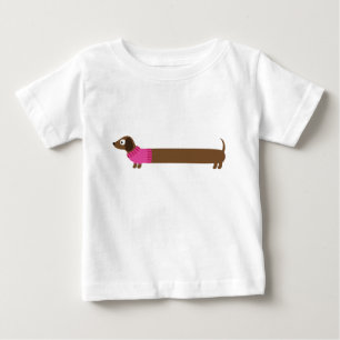 Cute Long Dachshund Illustration Baby T-Shirt
