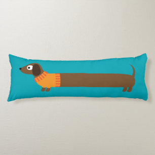 Cute Long Dachshund Illustration Body Cushion
