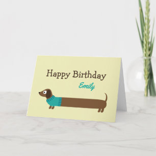 Cute Long Dachshund Illustration Card