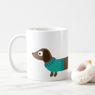 Cute Long Dachshund Illustration Coffee Mug