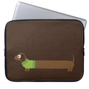 Cute Long Dachshund Illustration Laptop Sleeve
