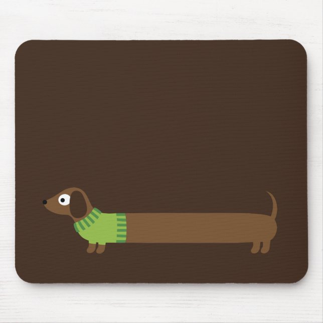 Cute Long Dachshund Illustration Mouse Mat (Front)