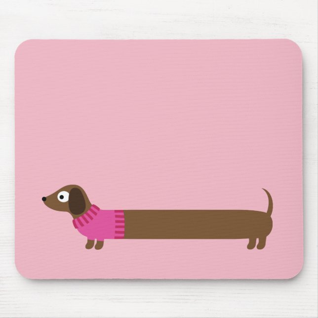 Cute Long Dachshund Illustration Mouse Mat (Front)
