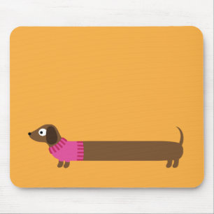 Cute Long Dachshund Illustration Mouse Mat