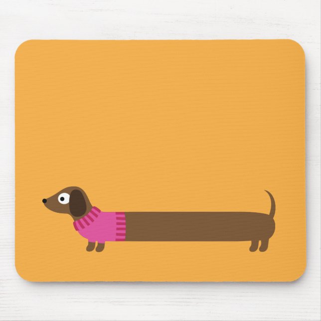 Cute Long Dachshund Illustration Mouse Mat (Front)