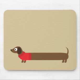 Cute Long Dachshund Illustration Mouse Mat