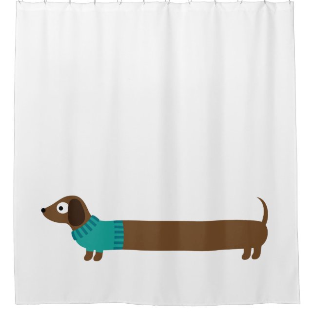 Cute Long Dachshund Illustration Shower Curtain (Front)