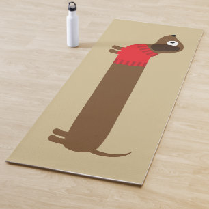 Cute Long Dachshund Illustration Yoga Mat