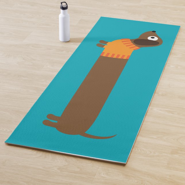 Cute Long Dachshund Illustration Yoga Mat (In Situ)