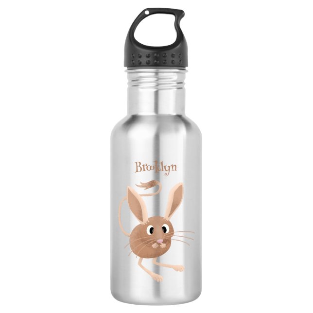 Cute long eared jerboa cartoon illustration 532 ml water bottle (Front)