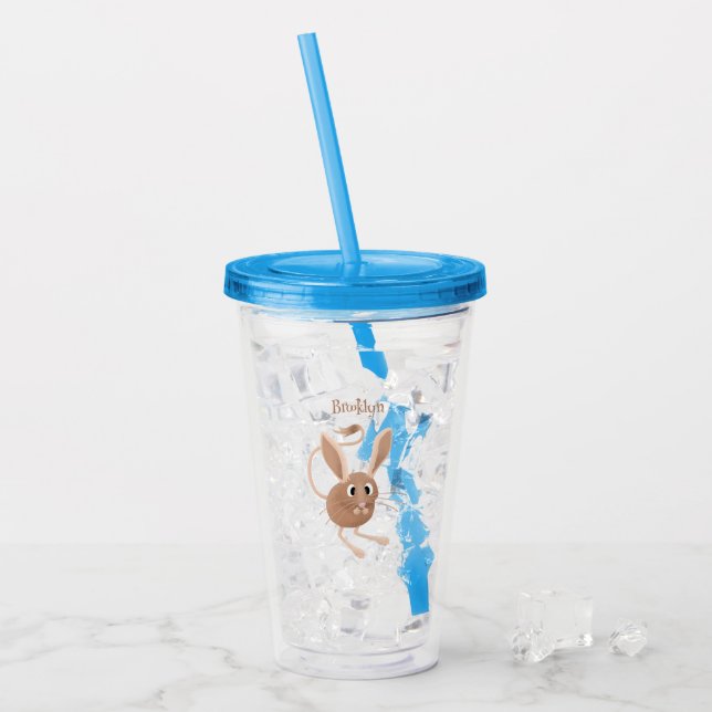 Cute long eared jerboa cartoon illustration acrylic tumbler (Front Ice)